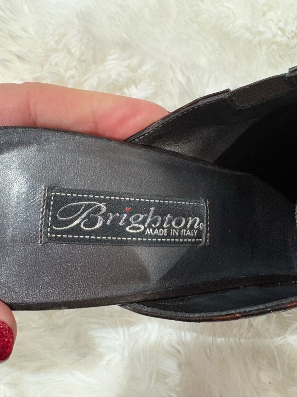 Brighton  Dark Brown Croc-Embossed Slip-On Mules with Silver Buckle - Picture 12 of 12